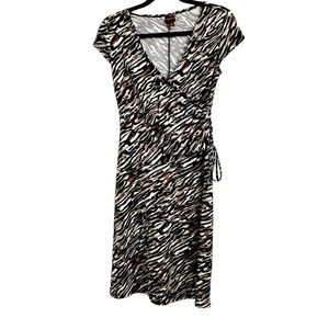 Merona Tiger Print Ruched Dress Faux Wrap Fitted Work Dressy Career Size XS
